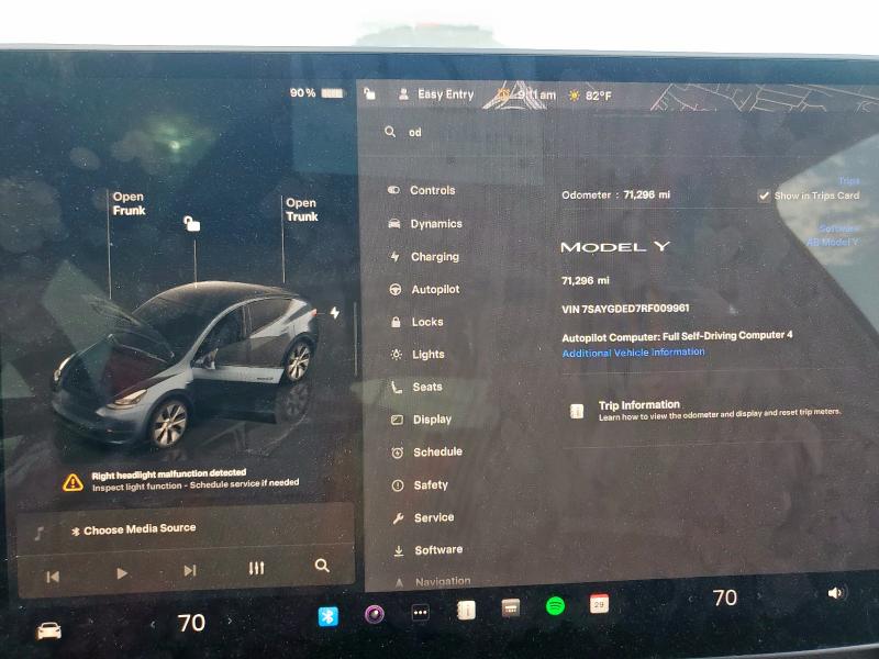 Photo 9 from auction – 2024 TESLA MODEL Y with VIN 7SAYGDED7RF009961
