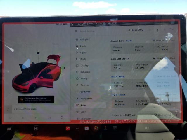Photo 9 from auction – 2019 TESLA MODEL 3 with VIN 5YJ3E1EB4KF209888
