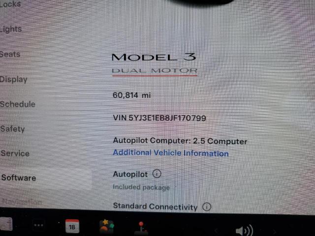 Photo 9 from auction – 2018 TESLA MODEL 3 with VIN 5YJ3E1EB8JF170799