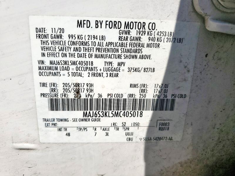 Photo 14 from auction – 2021 FORD ECOSPORT T with VIN MAJ6S3KL5MC405018