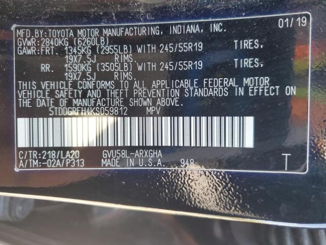 Photo 14 from auction – 2019 TOYOTA HIGHLANDER with VIN 5TDDGRFH4KS059812