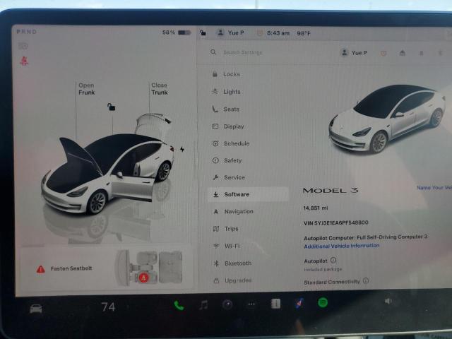 Photo 9 from auction – 2023 TESLA MODEL 3 with VIN 5YJ3E1EA6PF548800