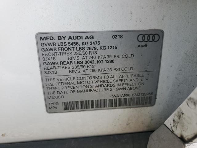 Photo 14 from auction – 2018 AUDI Q5 PREMIUM with VIN WA1ANAFY7J2133766