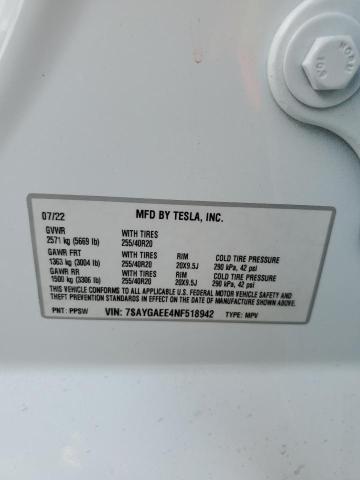 Photo 14 from auction – 2022 TESLA MODEL Y with VIN 7SAYGAEE4NF518942