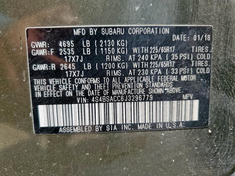 Photo 14 from auction – 2018 SUBARU OUTBACK 2. with VIN 4S4BSACC6J3296779