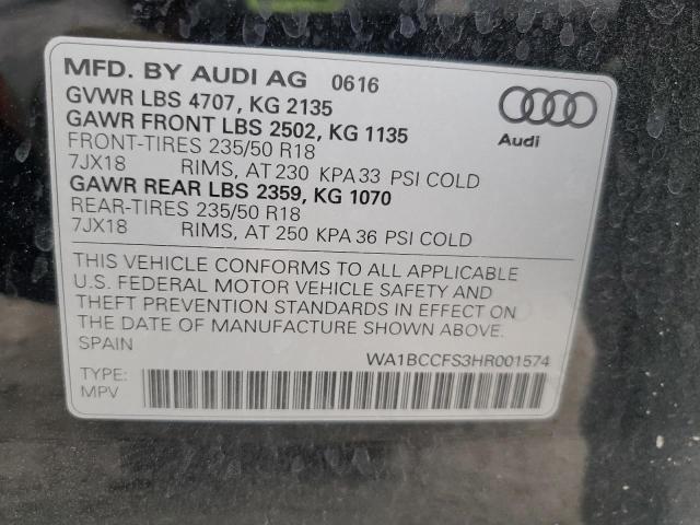 Photo 14 from auction – 2017 AUDI Q3 with VIN WA1BCCFS3HR001574