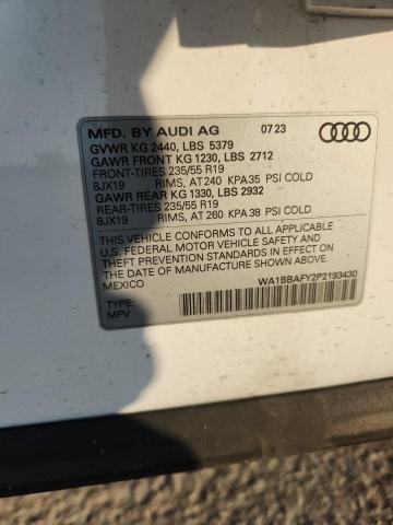 Photo 14 from auction – 2023 AUDI Q5 PREMIUM with VIN WA1BBAFY2P2193430