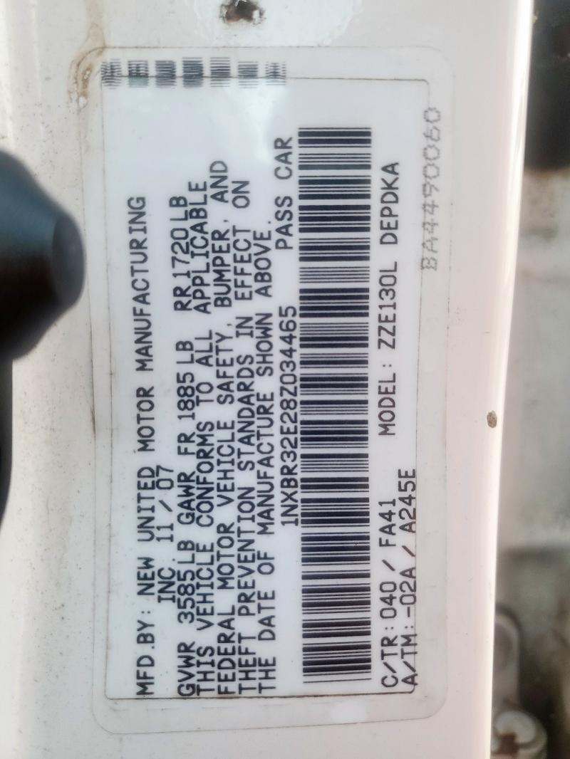 Photo 14 from auction – 2008 TOYOTA COROLLA CE with VIN 1NXBR32E28Z034465