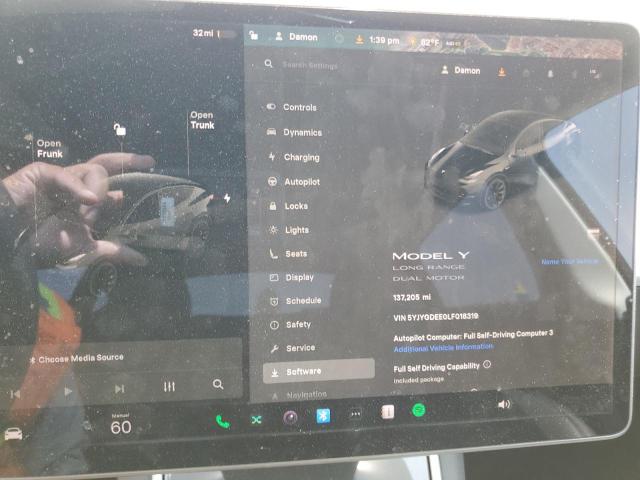 Photo 9 from auction – 2020 TESLA MODEL Y with VIN 5YJYGDEE0LF018319