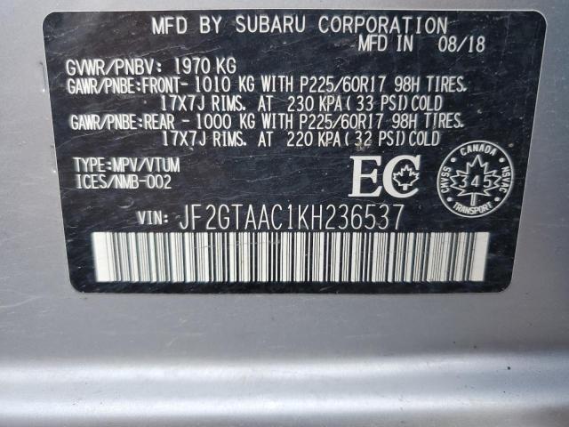 Photo 14 from auction – 2019 SUBARU CROSSTREK with VIN JF2GTAAC1KH236537