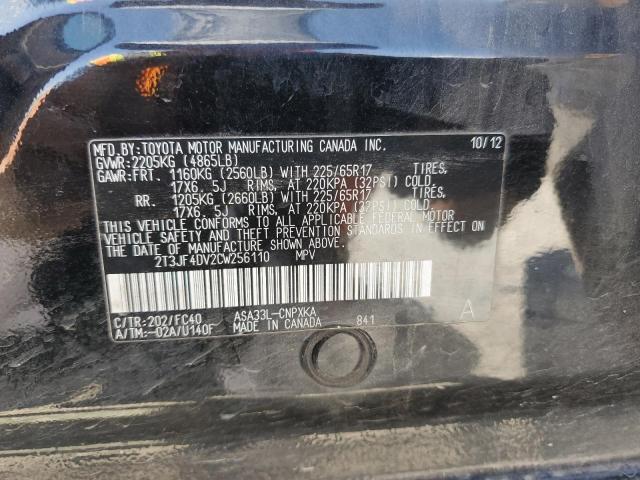 Photo 14 from auction – 2012 TOYOTA RAV4 with VIN 2T3JF4DV2CW256110