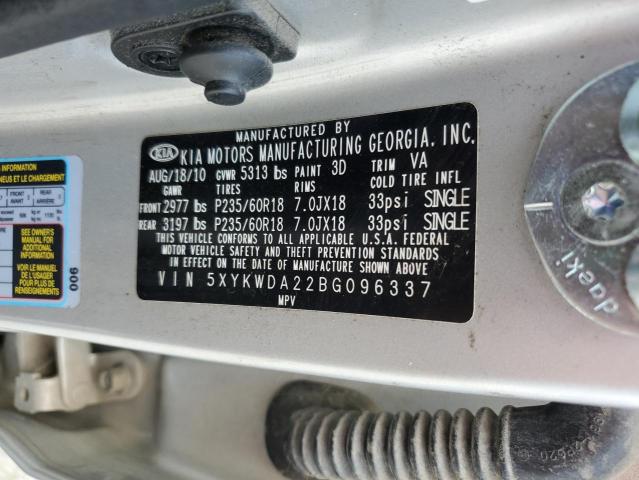 Photo 14 from auction – 2011 KIA SORENTO SX with VIN 5XYKWDA22BG096337