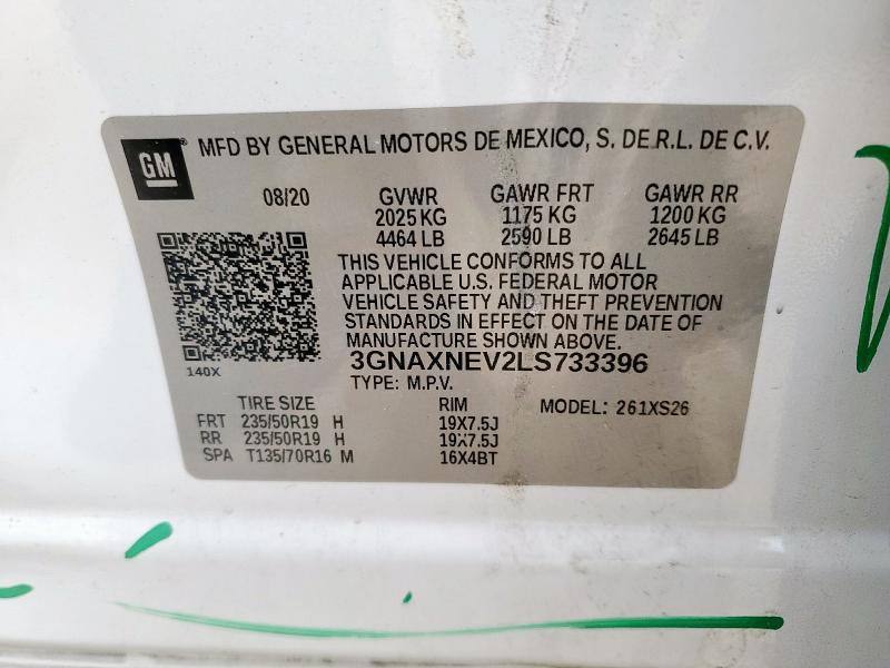 Photo 14 from auction – 2020 CHEVROLET EQUINOX PR with VIN 3GNAXNEV2LS733396