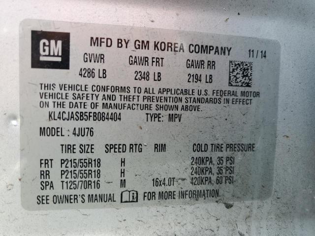 Photo 14 from auction – 2015 BUICK ENCORE with VIN KL4CJASB5FB084404