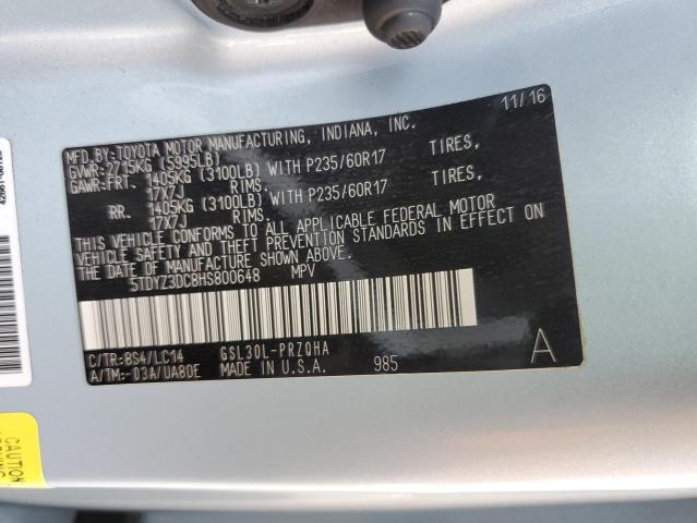 Photo 14 from auction – 2017 TOYOTA SIENNA XLE with VIN 5TDYZ3DC8HS800648