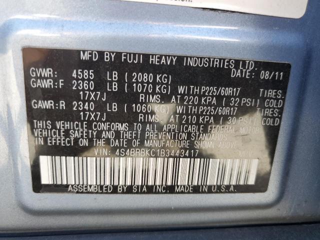 Photo 14 from auction – 2011 SUBARU OUTBACK 2. with VIN 4S4BRBKC1B3443417