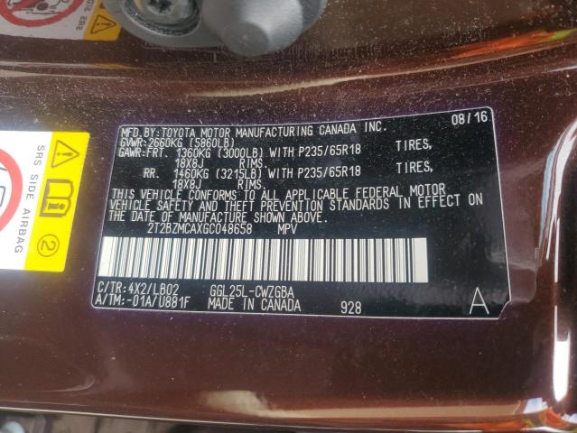 Photo 14 from auction – 2016 LEXUS RX 350 BASE with VIN 2T2BZMCAXGC048658