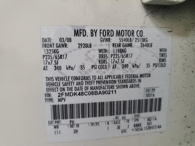 Photo 14 from auction – 2008 FORD EDGE SEL with VIN 2FMDK48C08BA90211