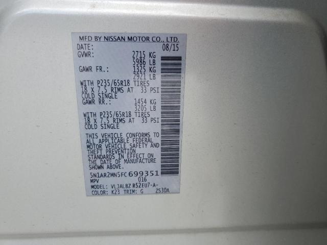 صورة رقم 14 من المزاد - 2015 NISSAN PATHFINDER مع VIN 5N1AR2MN5FC699351