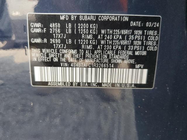 Photo 14 from auction – 2024 SUBARU OUTBACK PR with VIN 4S4BTAFC1R3266514