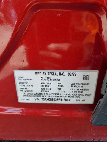 Photo 14 from auction – 2023 TESLA MODEL X with VIN 7SAXCBE53PF412644