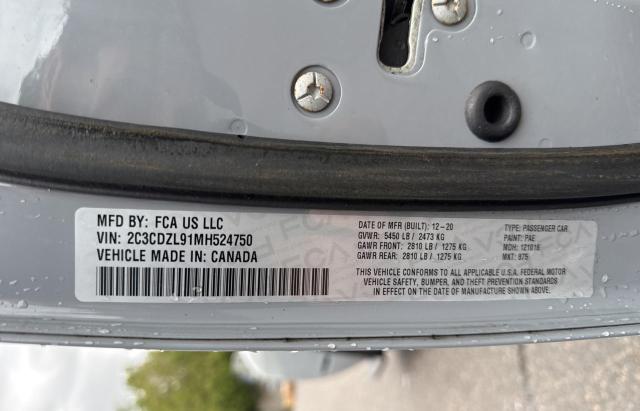 Photo 10 from auction – 2021 DODGE CHALLENGER with VIN 2C3CDZL91MH524750