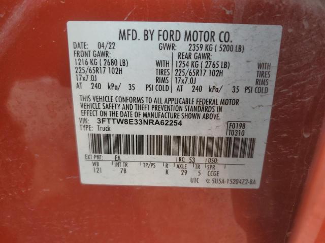 Photo 14 from auction – 2022 FORD MAVERICK X with VIN 3FTTW8E33NRA62254
