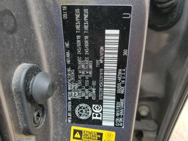 Photo 14 from auction – 2019 TOYOTA HIGHLANDER with VIN 5TDZZRFH5KS291819