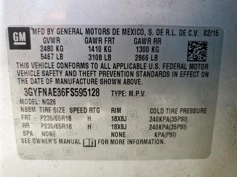Фото 14 с аукциона – 2015 CADILLAC SRX с VIN 3GYFNAE36FS595128