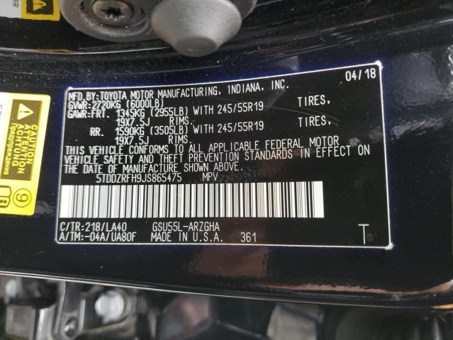 Фото 14 с аукциона – 2018 TOYOTA HIGHLANDER с VIN 5TDDZRFH9JS865475