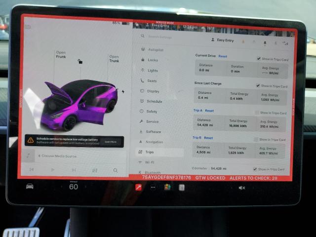 Photo 9 from auction – 2022 TESLA MODEL Y with VIN 7SAYGDEF8NF378176