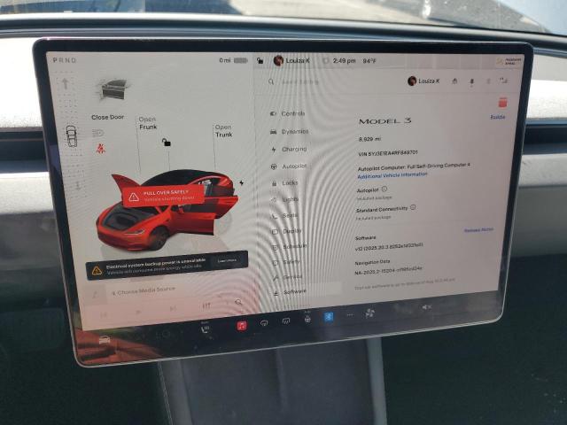 Photo 9 from auction – 2024 TESLA MODEL 3 with VIN 5YJ3E1EA4RF849701