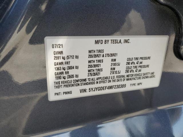 Photo 14 from auction – 2021 TESLA MODEL Y with VIN 5YJYGDEF4MF230389