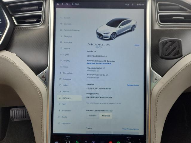 Photo 9 from auction – 2014 TESLA MODEL S with VIN 5YJSA1H1XEFP63211