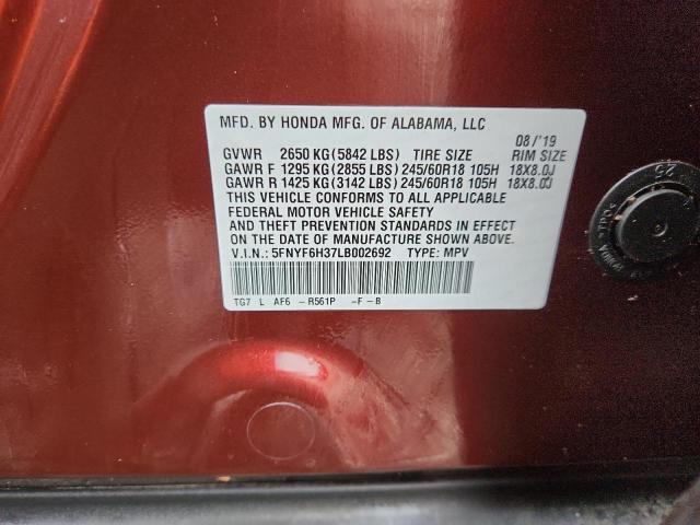 Photo 14 from auction – 2020 HONDA PILOT EX with VIN 5FNYF6H37LB002692