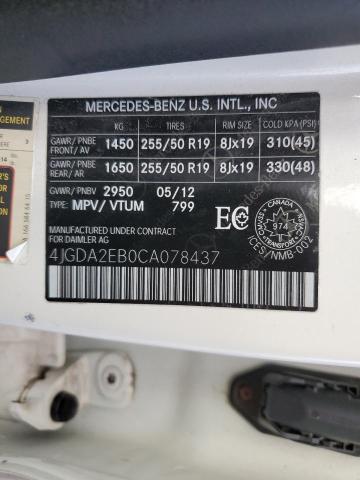Photo 14 from auction – 2012 MERCEDES-BENZ ML 350 BLUETEC with VIN 4JGDA2EB0CA078437