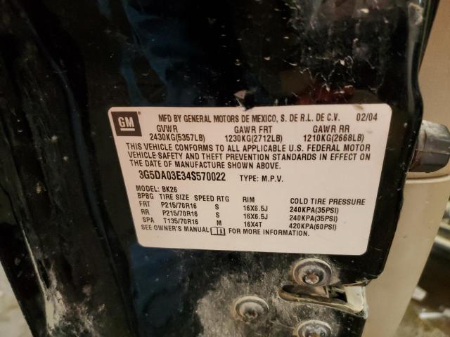 Photo 14 from auction – 2004 BUICK RENDEZVOUS CX with VIN 3G5DA03E34S570022