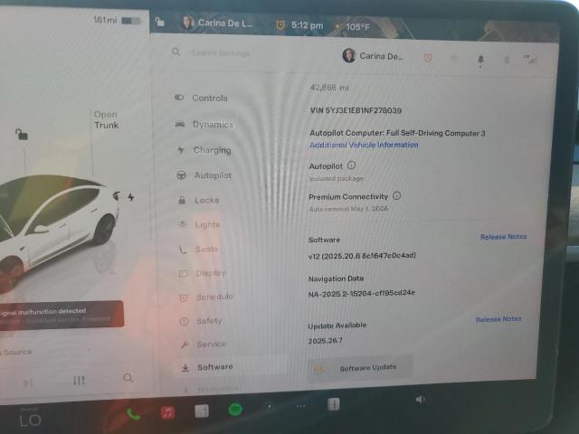 Photo 9 from auction – 2022 TESLA MODEL 3 with VIN 5YJ3E1EB1NF278039