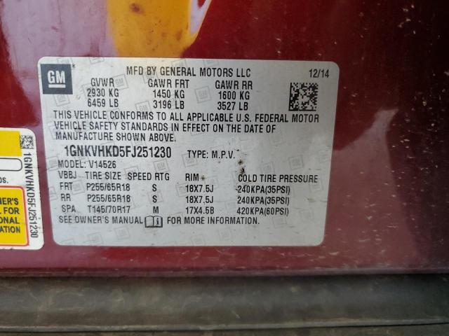 Photo 14 from auction – 2015 CHEVROLET TRAVERSE L with VIN 1GNKVHKD5FJ251230