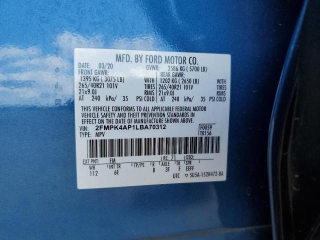 Photo 14 from auction – 2020 FORD EDGE ST with VIN 2FMPK4AP1LBA70312