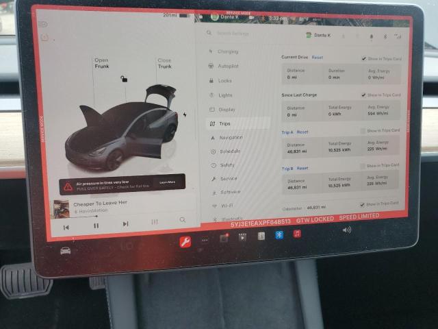 Photo 9 from auction – 2023 TESLA MODEL 3 with VIN 5YJ3E1EAXPF648513