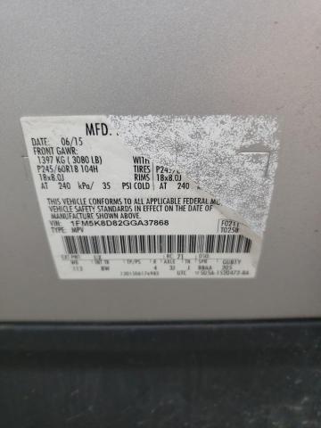 Photo 14 from auction – 2016 FORD EXPLORER XLT with VIN 1FM5K8D82GGA37868