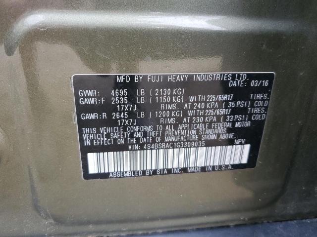 Снимка 14 от търг – 2016 SUBARU OUTBACK 2. с VIN 4S4BSBAC1G3309035