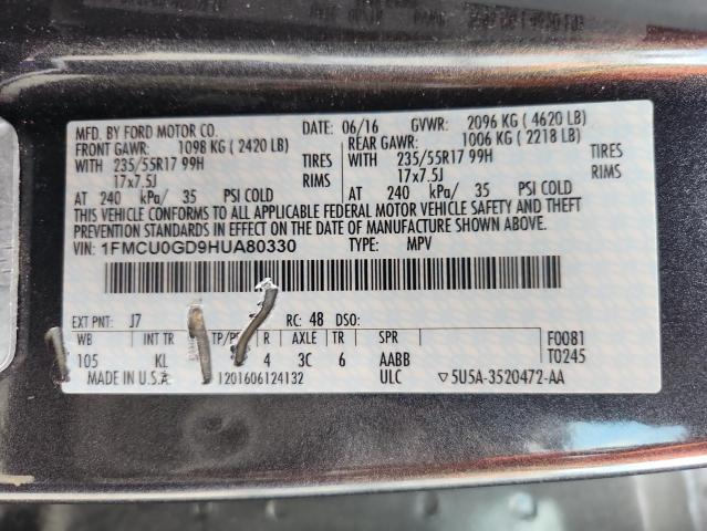 Photo 14 from auction – 2017 FORD ESCAPE SE with VIN 1FMCU0GD9HUA80330