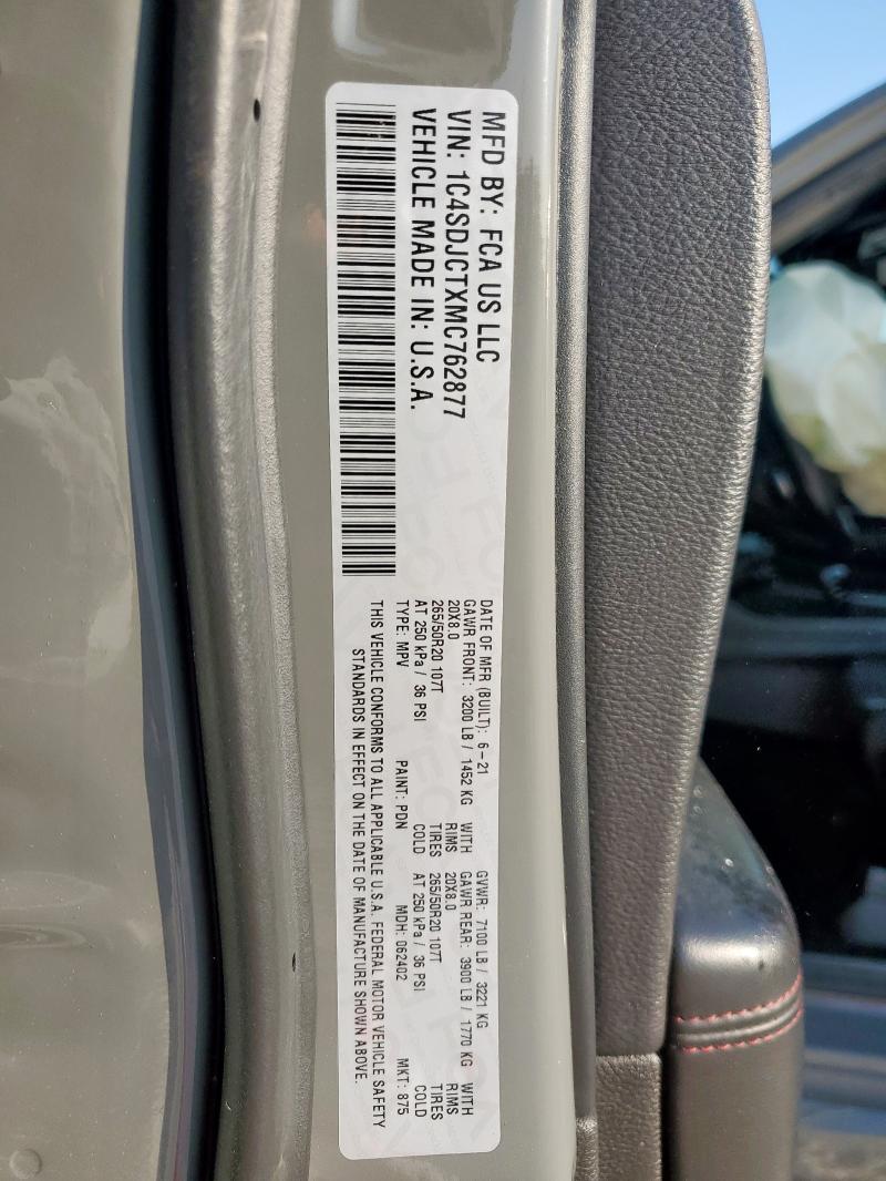 Photo 14 from auction – 2021 DODGE DURANGO R/ with VIN 1C4SDJCTXMC762877