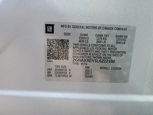 Photo 14 from auction – 2020 CHEVROLET EQUINOX PR with VIN 2GNAXXEV1L6222160