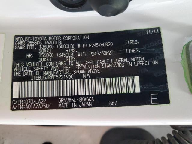 Photo 14 from auction – 2015 TOYOTA 4RUNNER SR with VIN JTEBU5JR8F5221960