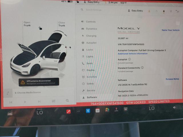 Photo 9 from auction – 2022 TESLA MODEL Y with VIN 7SAYGDEFXNF541930
