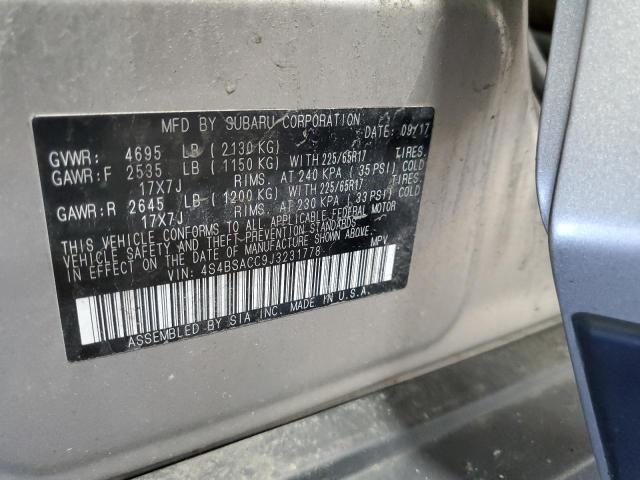 Photo 14 from auction – 2018 SUBARU OUTBACK 2.5I PREMIUM with VIN 4S4BSACC9J3231778