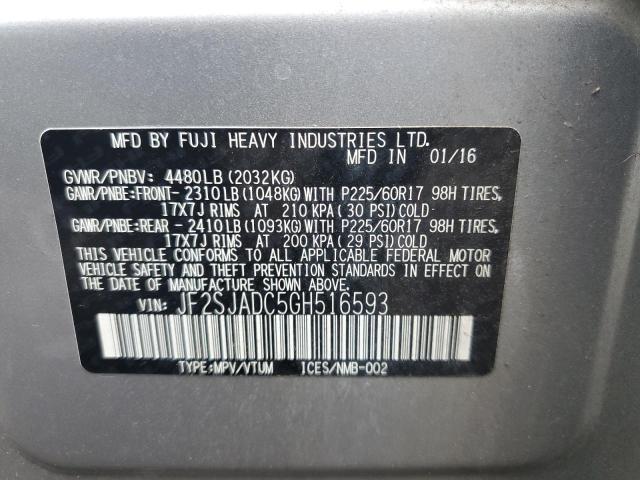 Photo 14 from auction – 2016 SUBARU FORESTER 2 with VIN JF2SJADC5GH516593